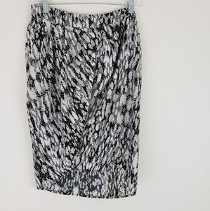 Tyler Kim Draped Skirt Animal Print Snakeskin Size 10 Flowy Skirt Faux Wrap
